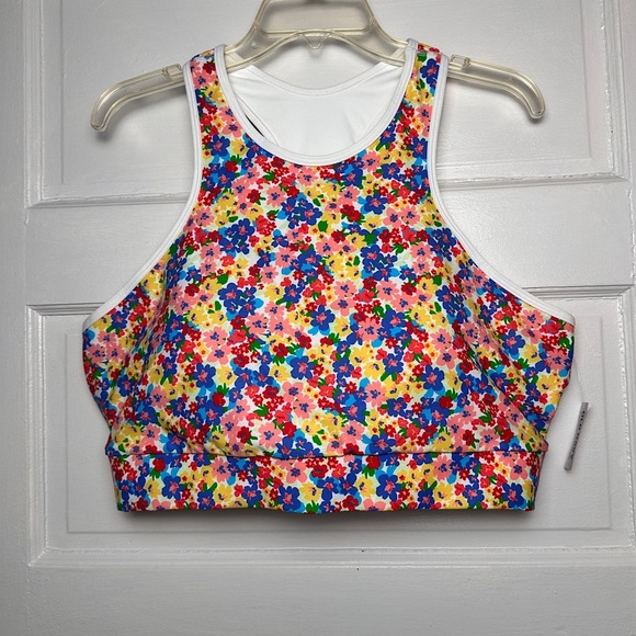 Old Navy Active Sports Bra Powersoft Go Dry Racerback Removable Pads Floral NWT - Picture 12 of 15